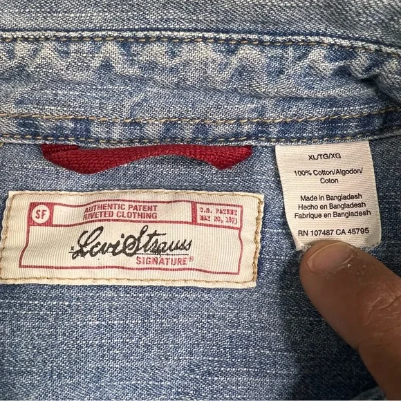 Levi Strauss Mens XL TG Shirt JacketSignature Workwear Denim Blue Button L051022 - Picture 4 of 4